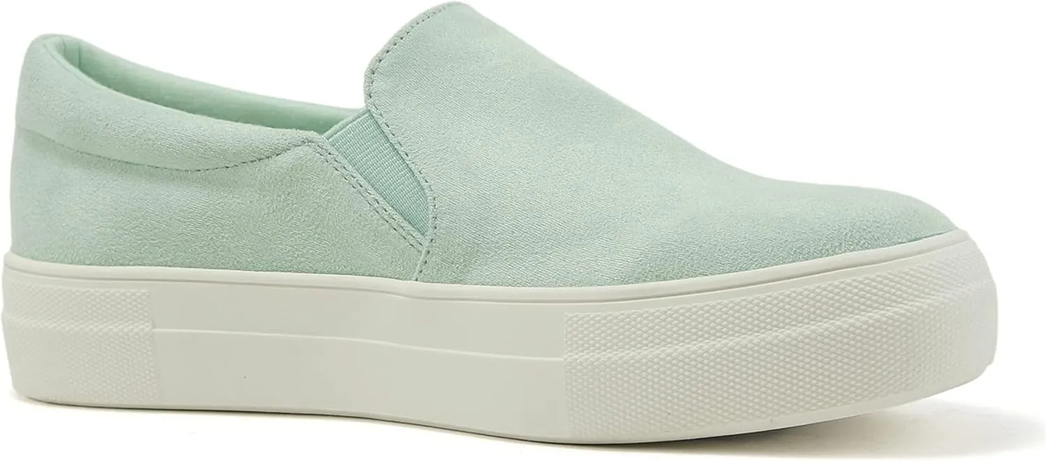Soda Flat Women Shoes Slip On Loafers Casual Sneakers Memory Foam Insoles Hidden Platform/Flatform Round Toe Hike-G Green Light Mint 8