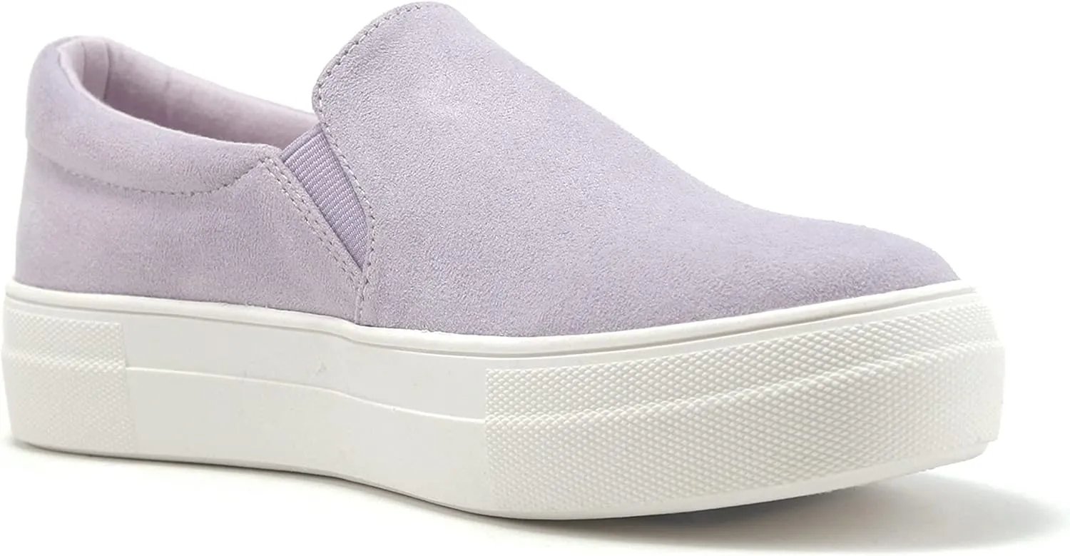 Soda Flat Women Shoes Slip On Loafers Casual Sneakers Memory Foam Insoles Hidden Platform/Flatform Round Toe Hike-G Light Purple Lavender 9
