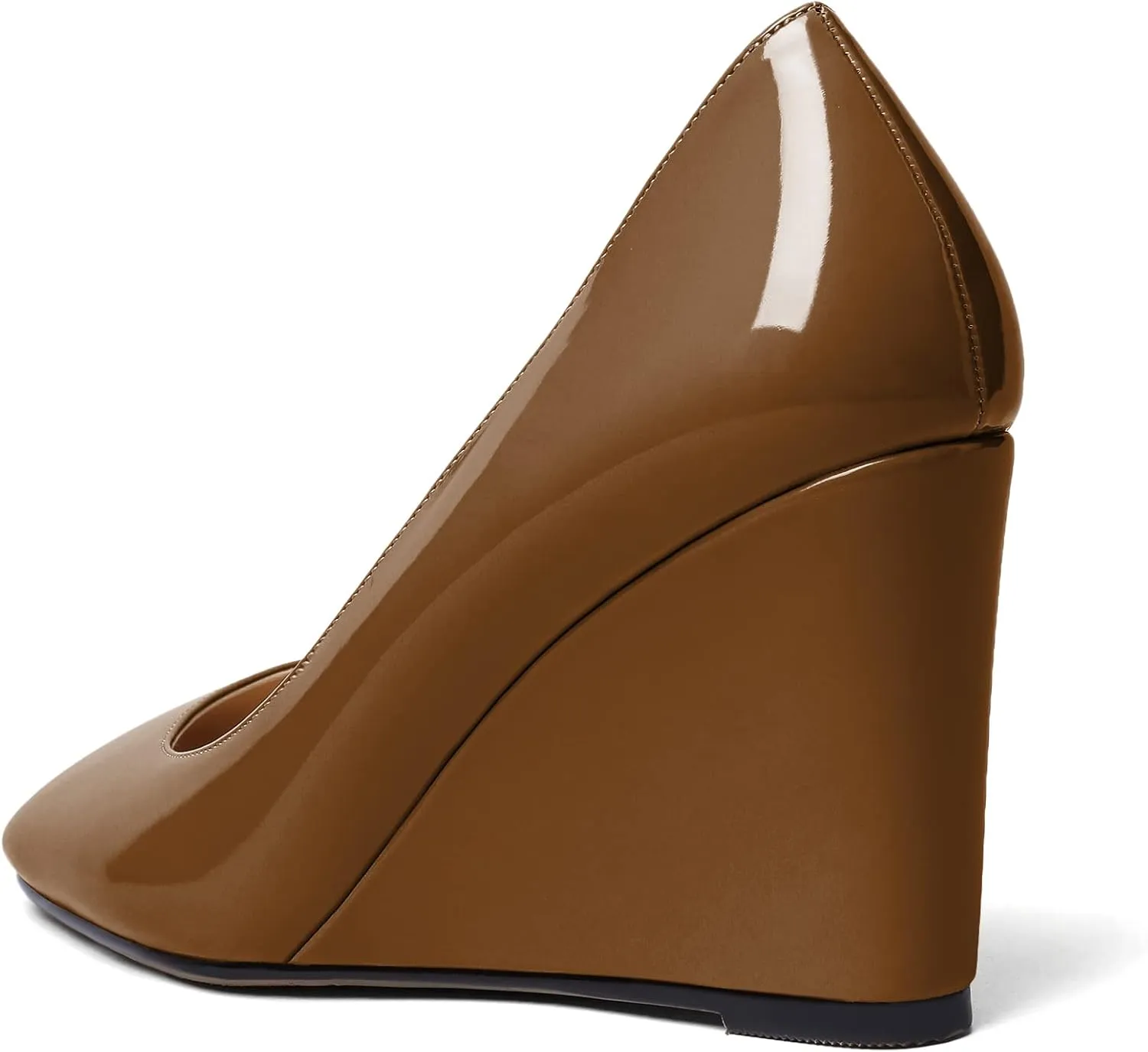 Soireelady Womens Square Toe Wedges High Heel Pumps Slip On Wedge Heels Classic Wedge Pumps Patent Leather Elegant Dressy Daily Shoes