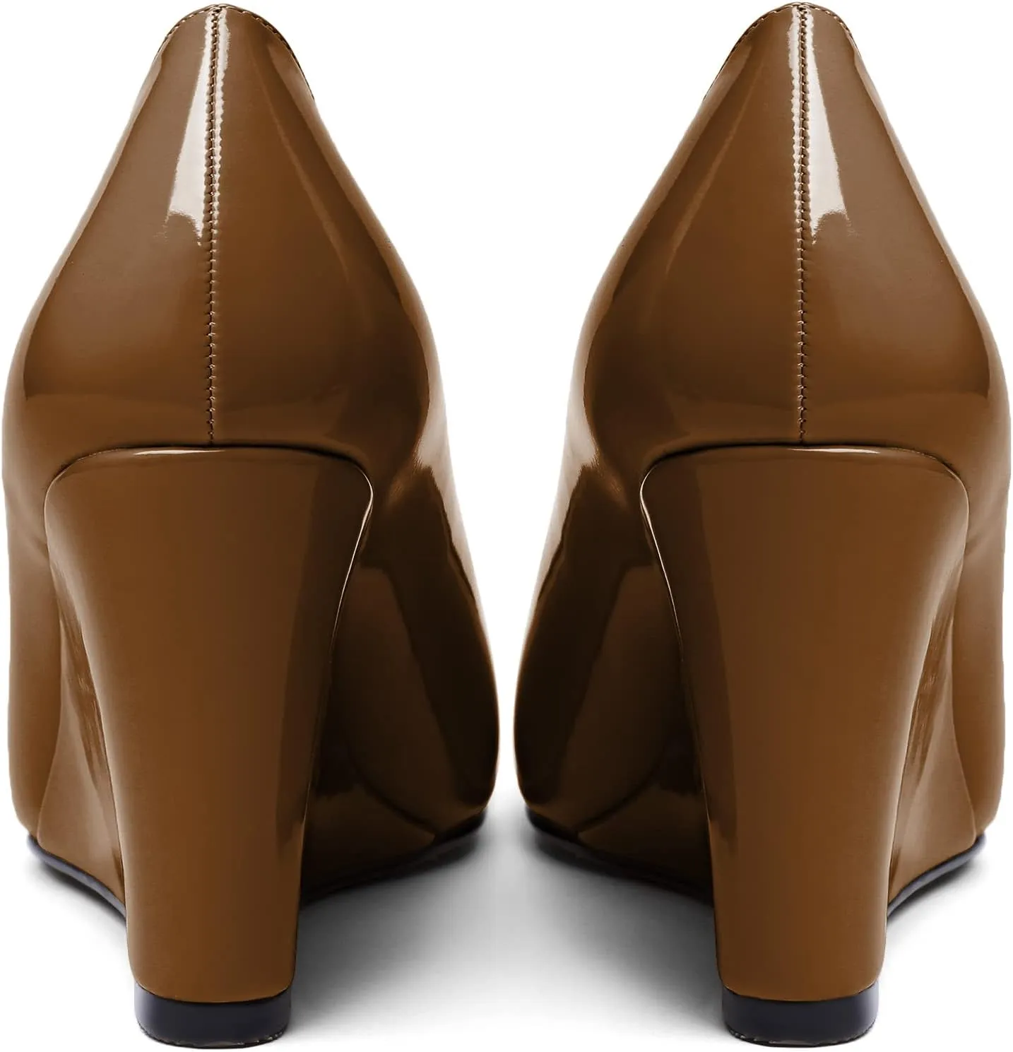 Soireelady Womens Square Toe Wedges High Heel Pumps Slip On Wedge Heels Classic Wedge Pumps Patent Leather Elegant Dressy Daily Shoes