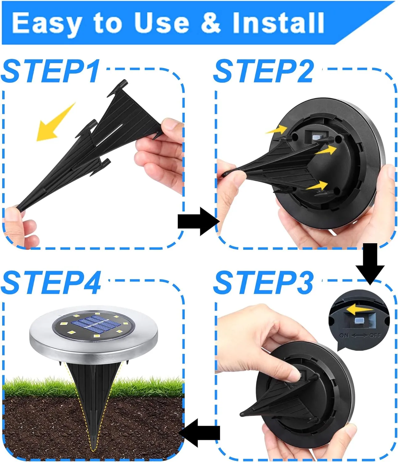 Solar Ground Light, Waterproof Solar Garden Light, Upgraded Outdoor Garden Waterproof Bright in-Ground Lights, Landscape Lights for Pathway,Yard,Deck,Lawn,Patio,Walkway (8 Pack Warm Light)