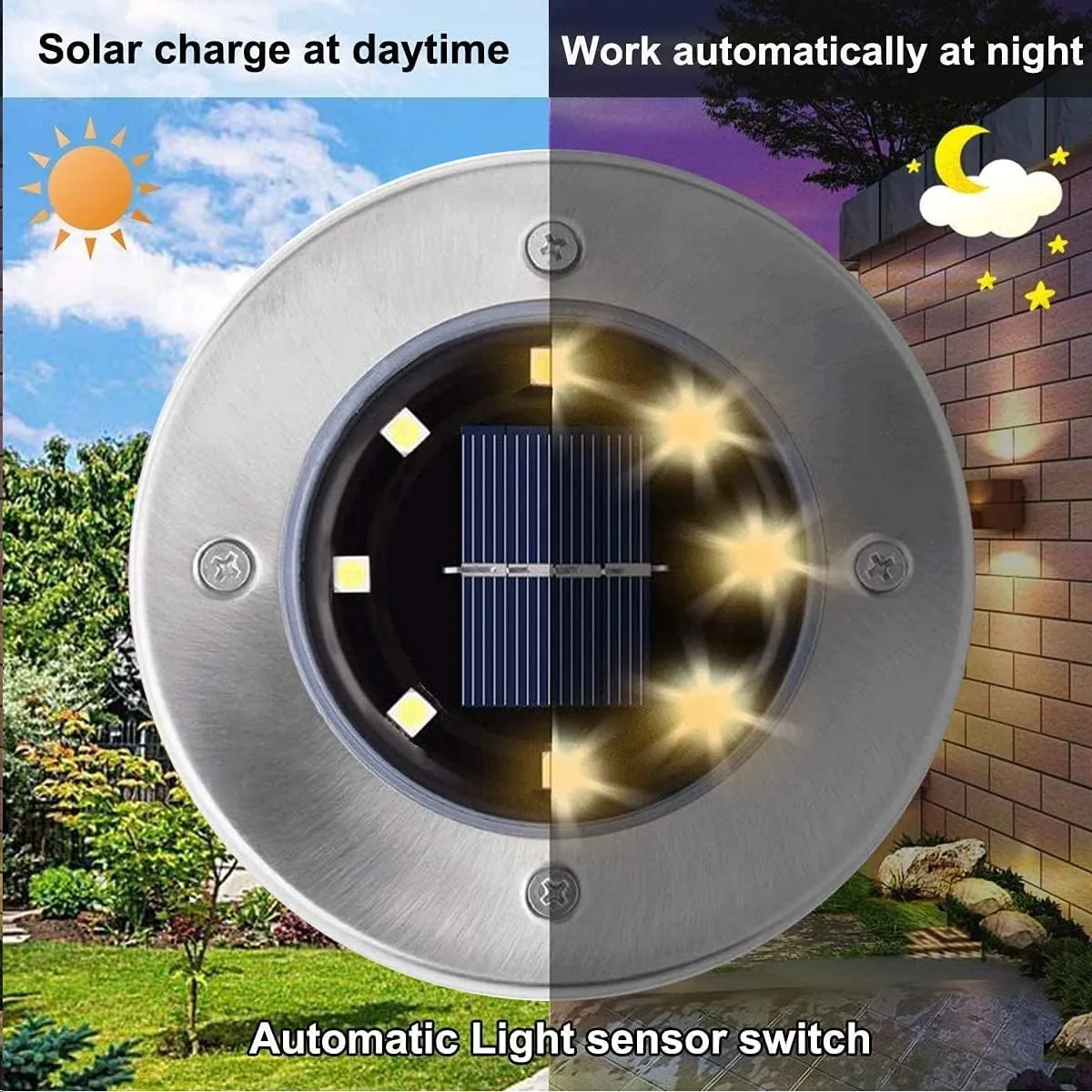 Solar Ground Light, Waterproof Solar Garden Light, Upgraded Outdoor Garden Waterproof Bright in-Ground Lights, Landscape Lights for Pathway,Yard,Deck,Lawn,Patio,Walkway (8 Pack Warm Light)