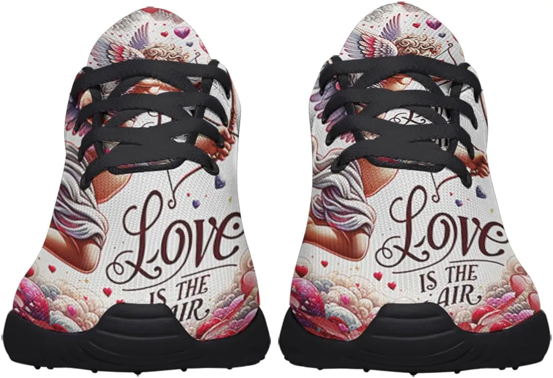 Sonzj-II Happy Valentine's Day Running Shoes Anti-Slip Lace Up Athletic Walking Sneakers Valentine Gift for Lover