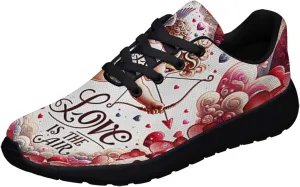 Sonzj-II Happy Valentine's Day Running Shoes Anti-Slip Lace Up Athletic Walking Sneakers Valentine Gift for Lover