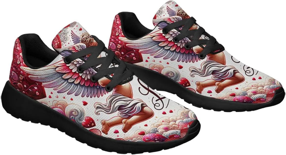 Sonzj-II Happy Valentine's Day Running Shoes Anti-Slip Lace Up Athletic Walking Sneakers Valentine Gift for Lover