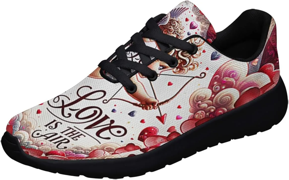 Sonzj-II Happy Valentine's Day Running Shoes Anti-Slip Lace Up Athletic Walking Sneakers Valentine Gift for Lover