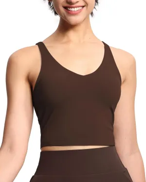 Sports Bra for Women Longline Yoga Bra Double-Layer Crop Tank Tops Quick-Dry Breathable Running Gym Fitness Tops