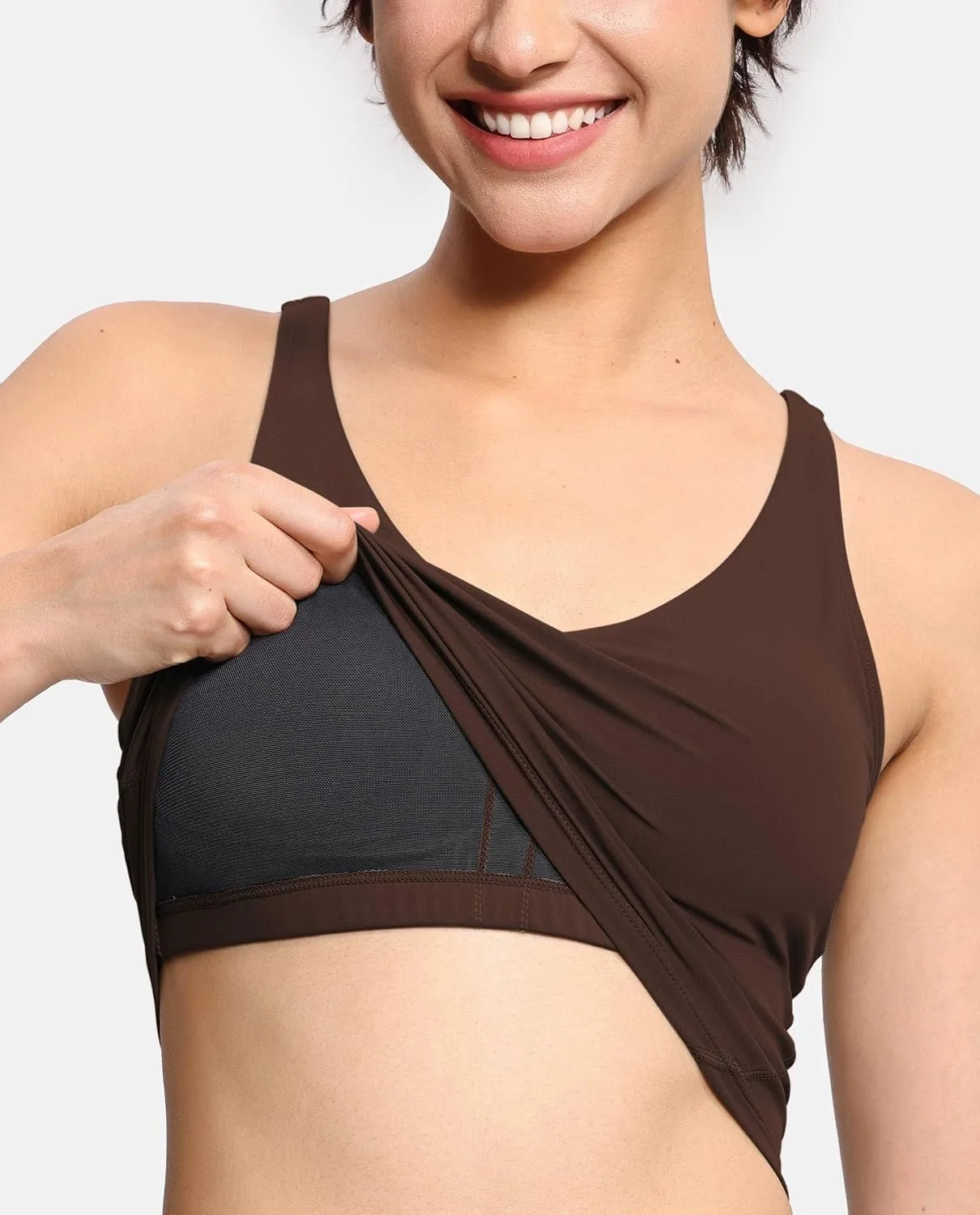 Sports Bra for Women Longline Yoga Bra Double-Layer Crop Tank Tops Quick-Dry Breathable Running Gym Fitness Tops