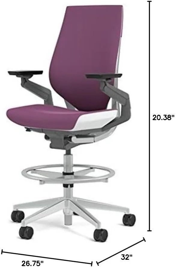 Steelcase Gesture 442 Stool Chair - Cogent: Connect Concord Fabric, Shell Back, Light on Light Frame
