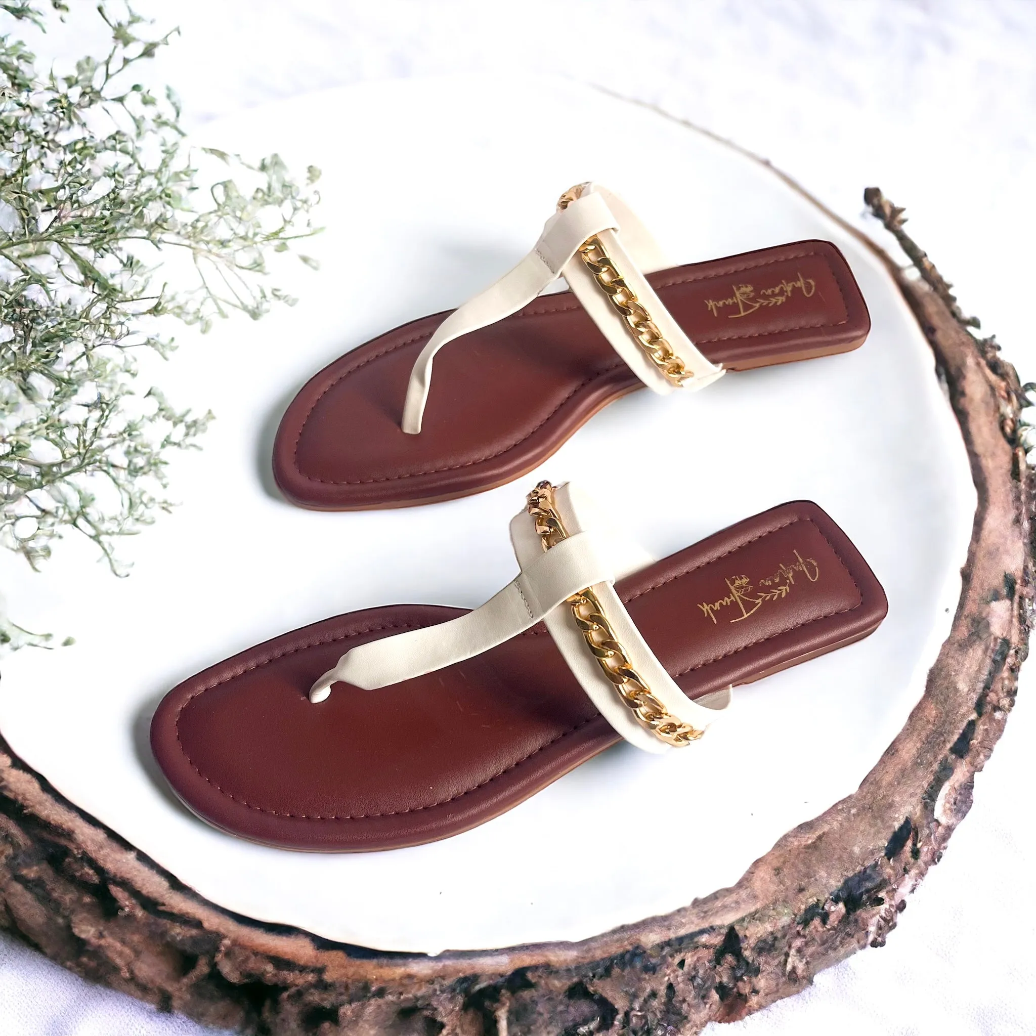 Style Glide T Strap Flats- Classic White