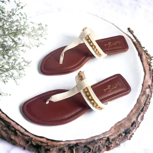 Style Glide T Strap Flats- Classic White