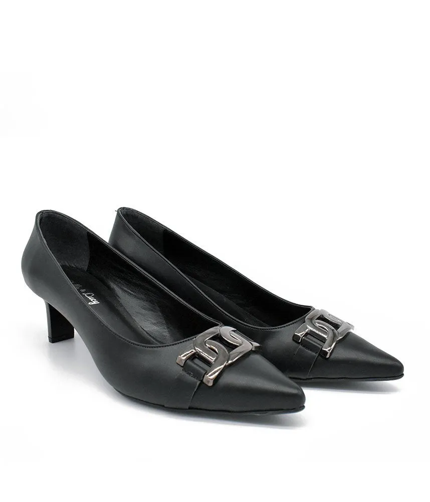Stylish Black Link Heels