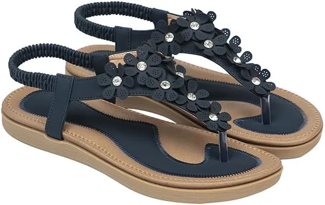 Summer women's flat sandals, solid-color open-toe casual, breathable and fashionable beach shoes