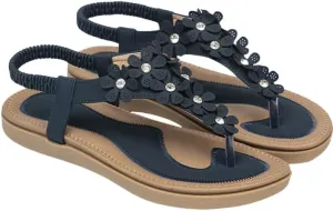 Summer women's flat sandals, solid-color open-toe casual, breathable and fashionable beach shoes