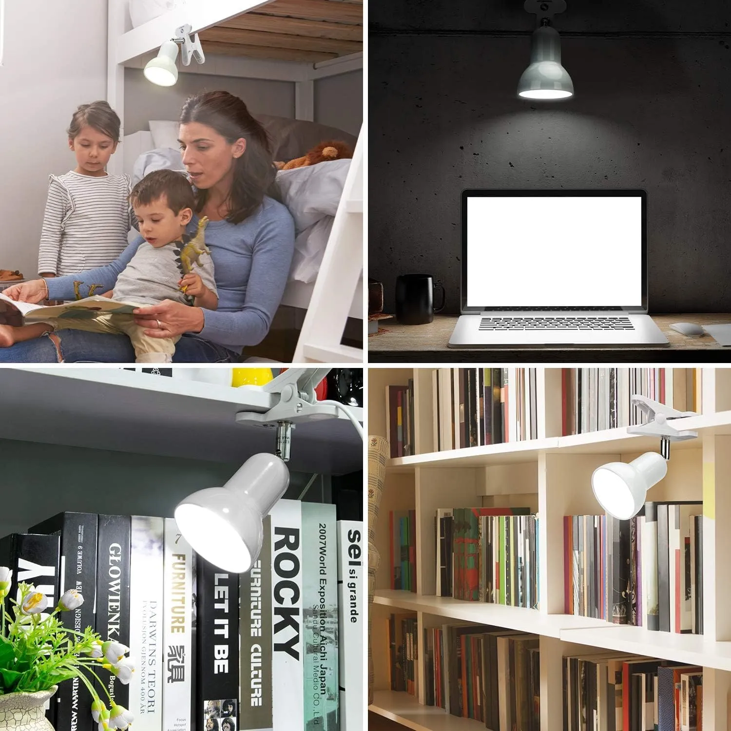 Sun-Rising Rong&LAN Cilp on Light,360° Rotation Clip on Lamp Portable Book Reading,Clamp on Desk/Table/Bunk Bed/Cupboard HomeClamp Lighting, (Clamp Light Seven Colors for Your Choice) Yellow