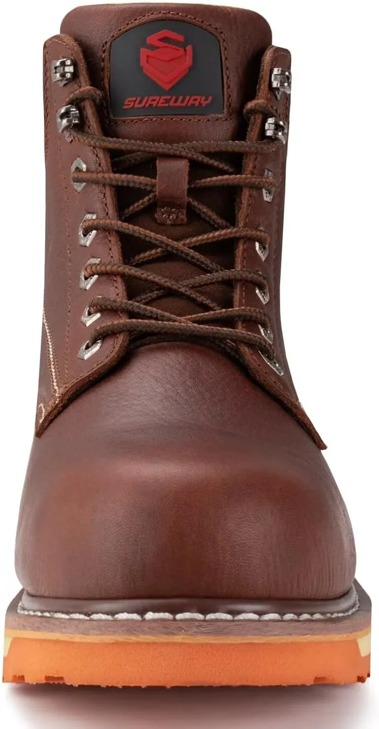 SUREWAY 6” Mens Heavy Duty Soft/Steel Toe Work Boots for Men,Goodyear Welt,Extremely Comfortable Durable Proved,Oil/Slip Resistant,Thicker Leather,Wedge Sole,EH Safety Industrial Construction Boots
