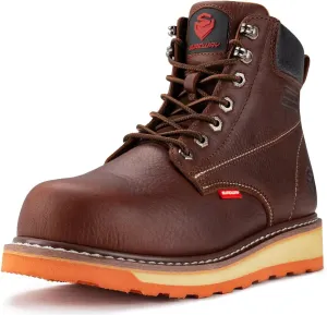 SUREWAY 6” Mens Heavy Duty Soft/Steel Toe Work Boots for Men,Goodyear Welt,Extremely Comfortable Durable Proved,Oil/Slip Resistant,Thicker Leather,Wedge Sole,EH Safety Industrial Construction Boots
