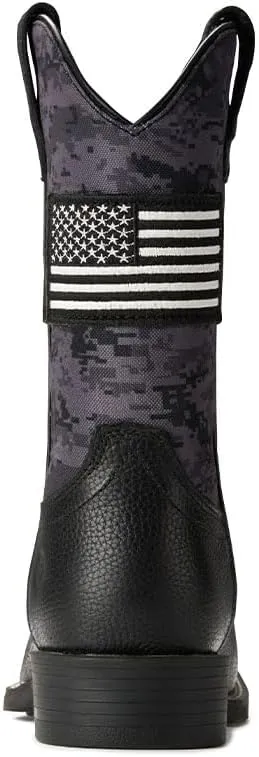 SUREWAY Cowboy Boots For Men - Mens Square Toe Western Boot With Flag,Oil/Slip Resistant,Durable Fashionable Classic Pull on Boots