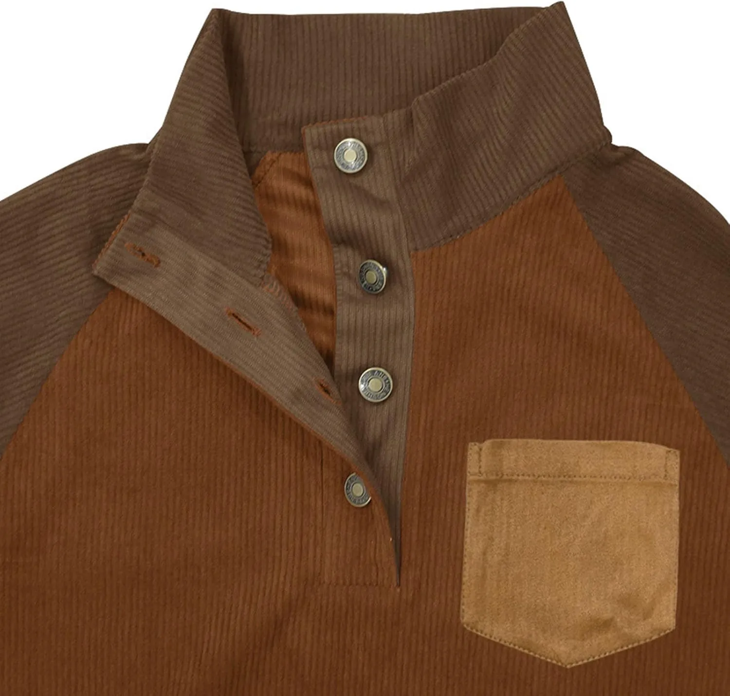 Sweatshirts for Men Long Sleeve Casual Shirt Stand Collar Button Up Pullover Color Block Casual Warm Sweatshirts