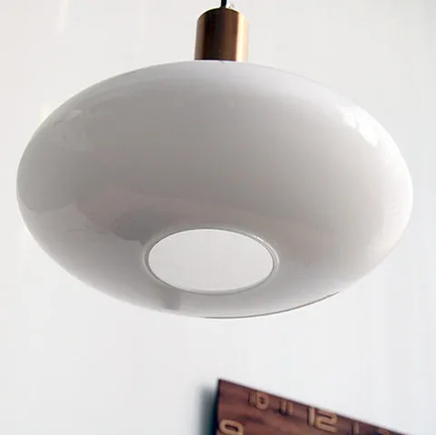 Taavita Milky White Glass Flat Round 1-Light Pendant Lamp
