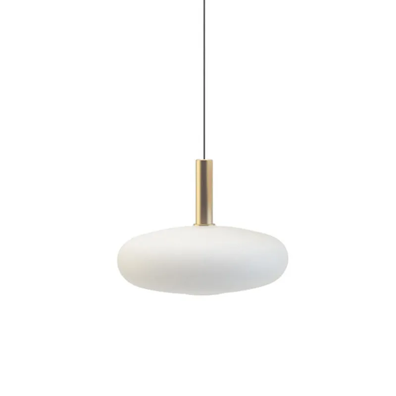Taavita Milky White Glass Flat Round 1-Light Pendant Lamp