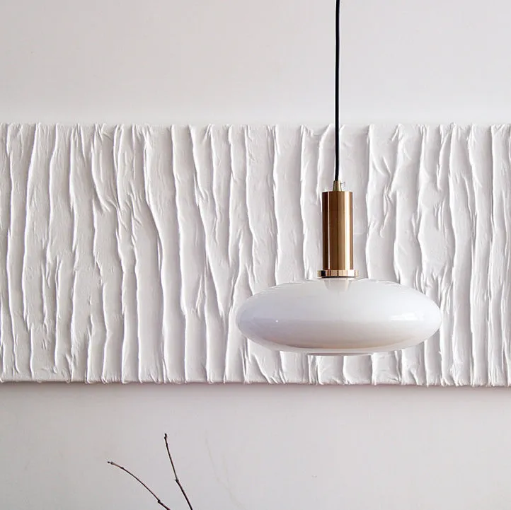 Taavita Milky White Glass Flat Round 1-Light Pendant Lamp