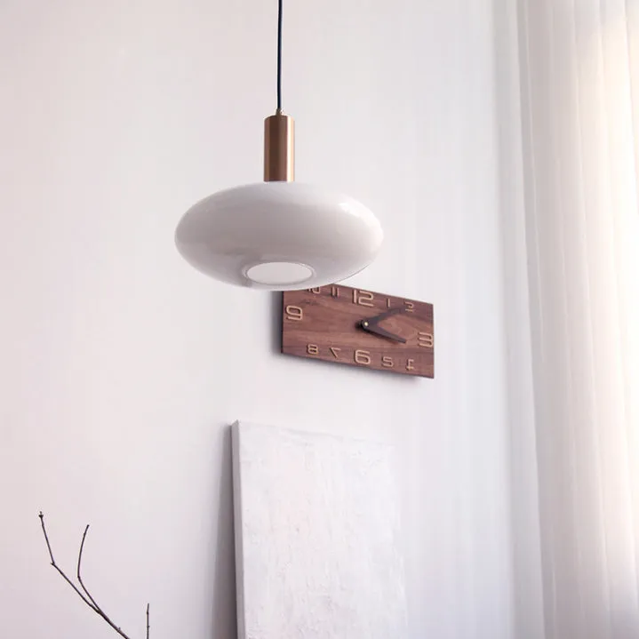 Taavita Milky White Glass Flat Round 1-Light Pendant Lamp