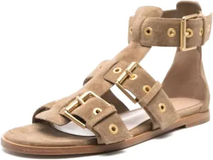 Tang'scuisins Women Chic Buckle Style Gladiator Sandals Ankle Strap Open Toe Buckle Flats Summer Beach Comfortable Shoes Size 4-16 US