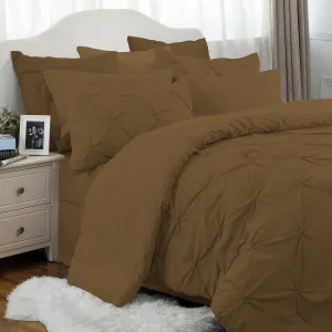 Taupe Emperor Comforter Set - 7 Piece Pinch Pleated Bed in a Bag - 600 Thread Count 100% Egyptian Cotton Bedding Set - (30 inch Deep Pocket Sheet Set and 500GSM Comforter)