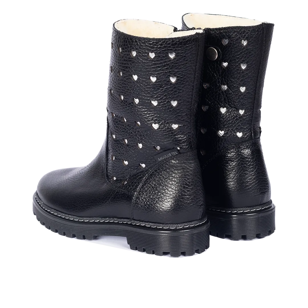 TEX-boot with perforated silver hearts