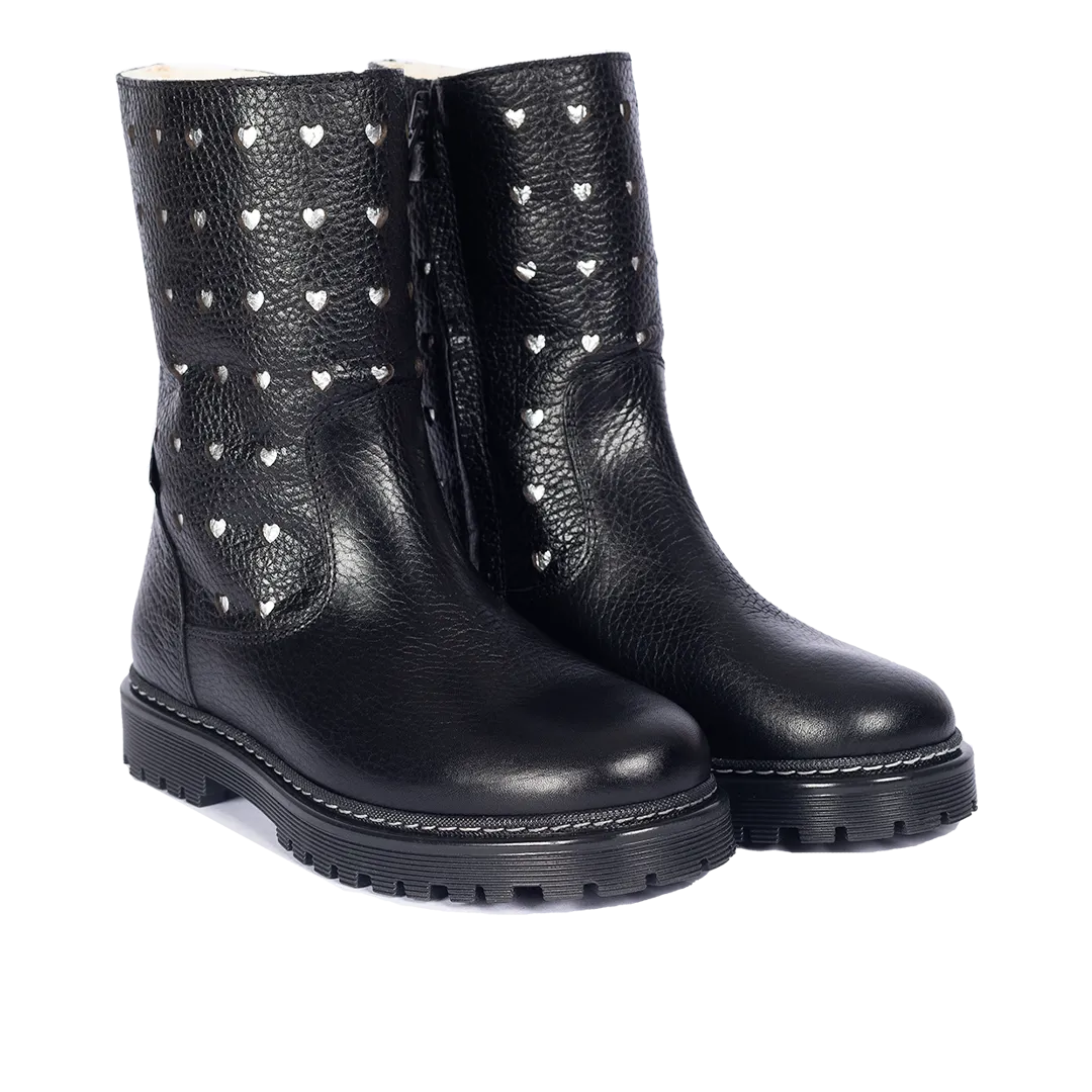 TEX-boot with perforated silver hearts