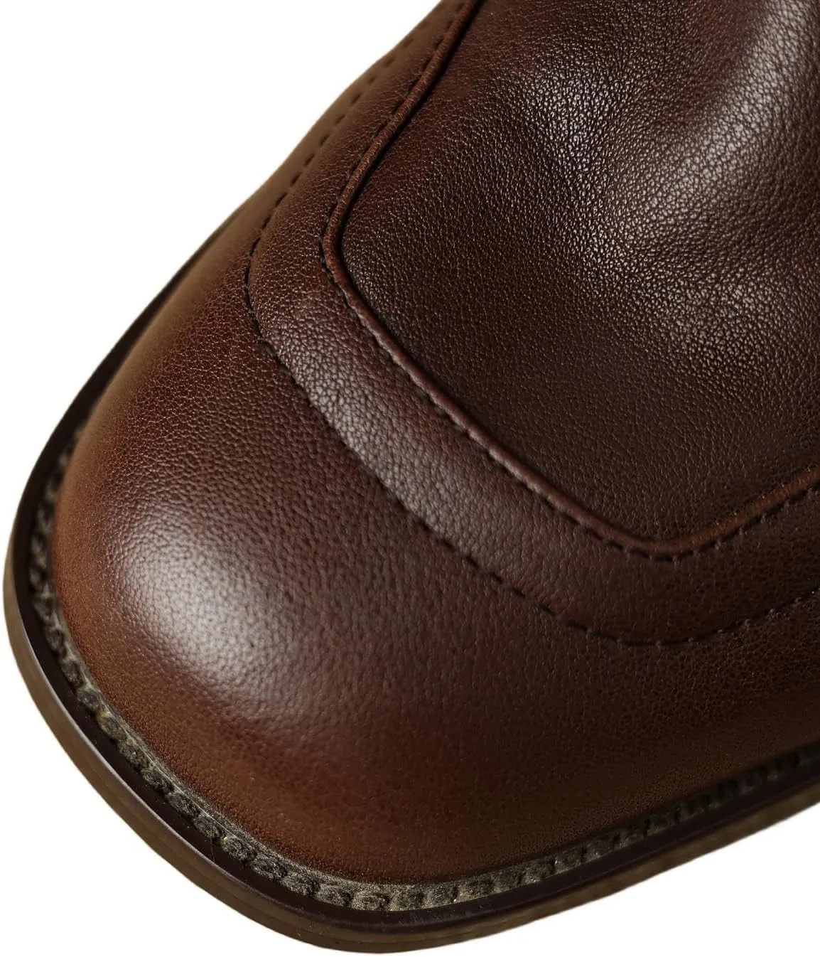 TinaCus Women's Soft Leather Round Toe Monk Strap Buckle Chunky Heel Handmade Loafers Shoes