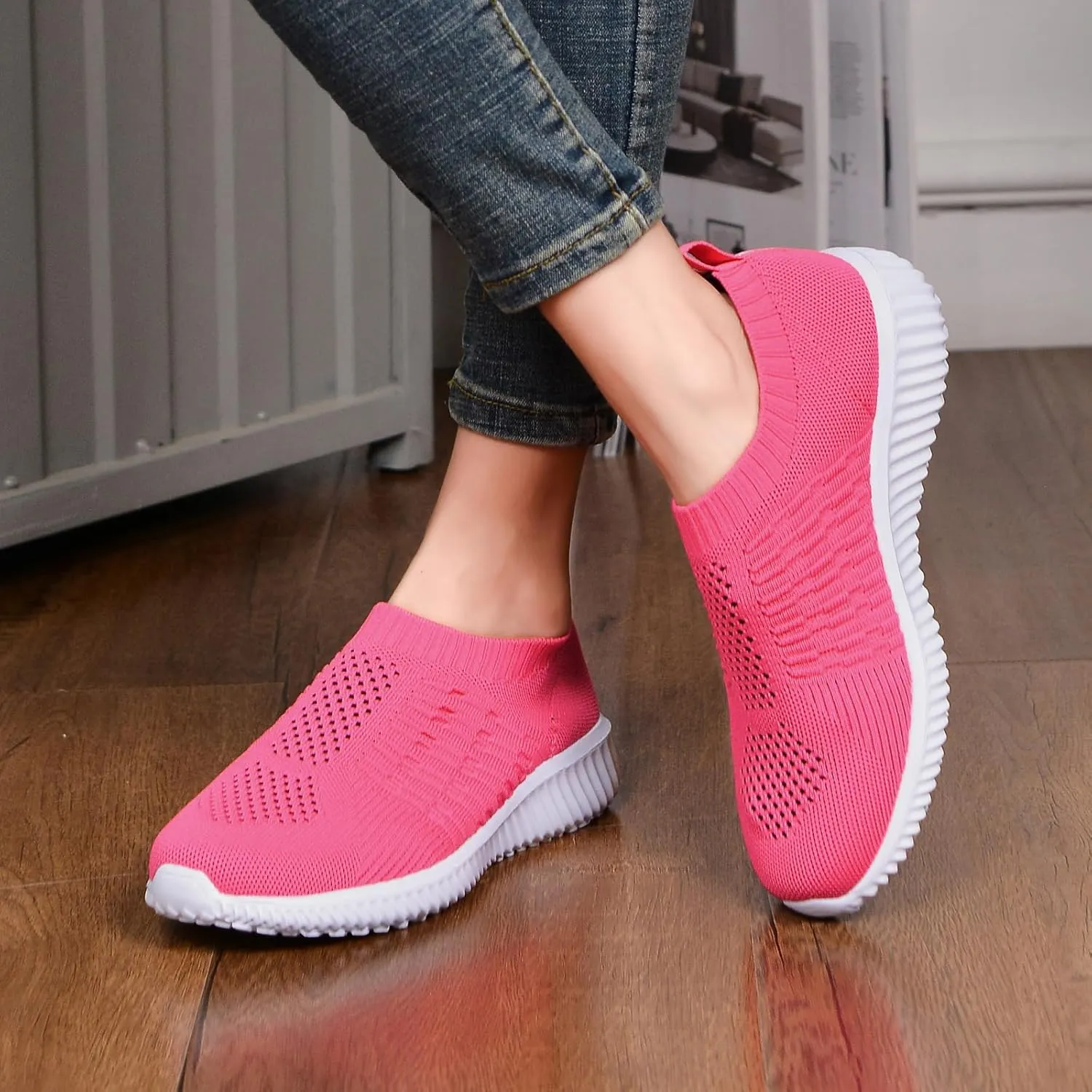 TIOSEBON Women's Athletic Walking Shoes Slip On Casual Mesh-Comfortable Tennis Workout Sneakers