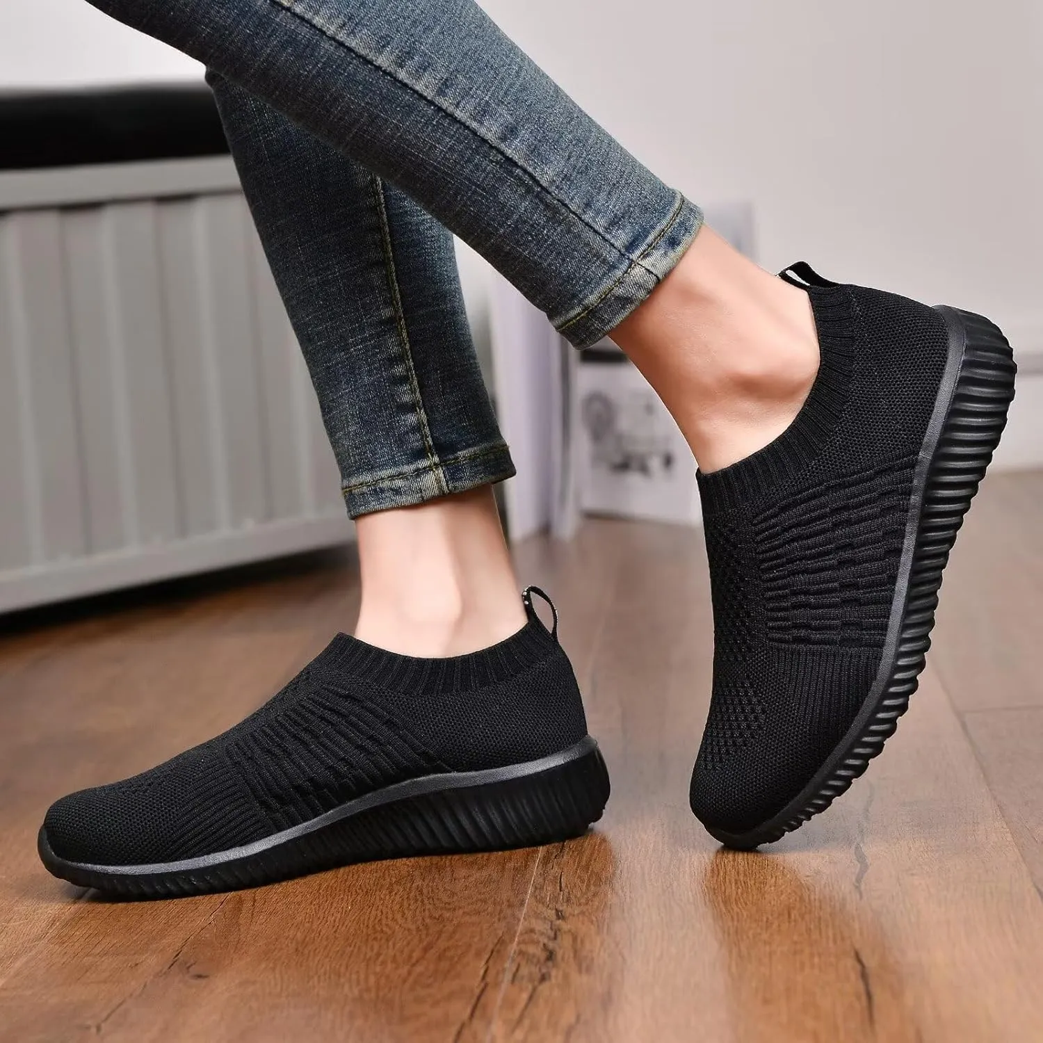 TIOSEBON Women's Athletic Walking Shoes Slip On Casual Mesh-Comfortable Tennis Workout Sneakers