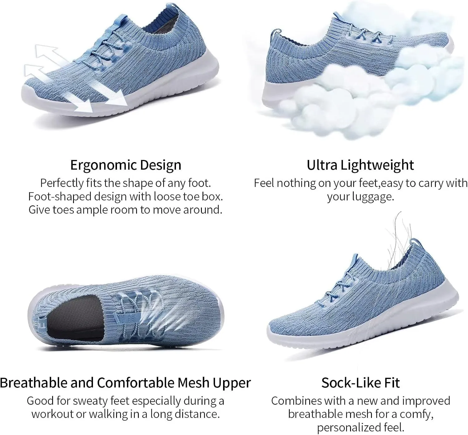 TIOSEBON Women's Slip On Walking Shoes Lightweight Casual Running Sneakers