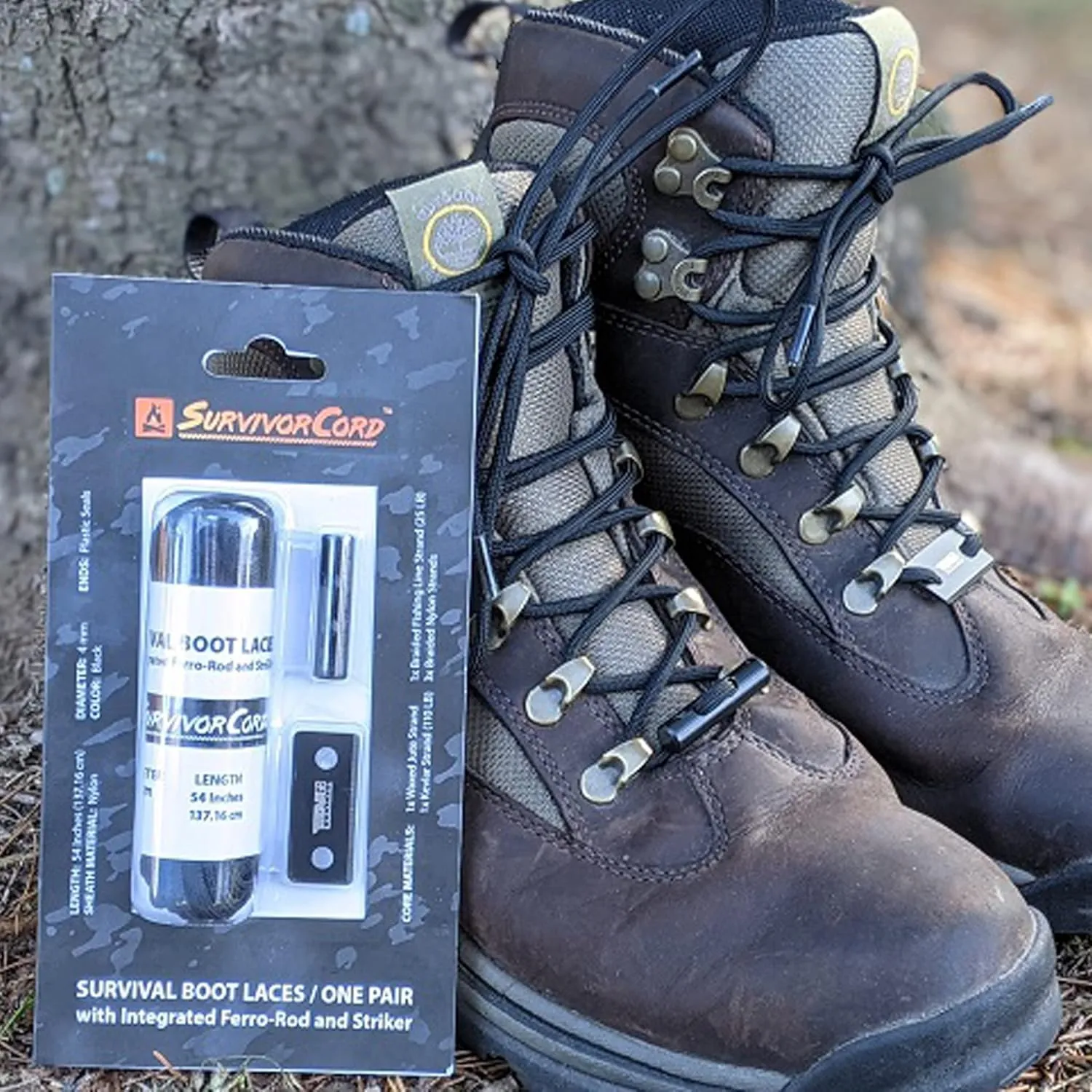 TITAN Survival Boot Laces Heavy Duty for Outdoor & Tactical Use - Patented SurvivorCord XT Paracord Shoe Laces