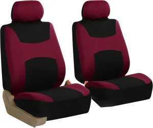 TLH Light & Breezy Flat Cloth Seat Covers Front, Airbag Compatible-Universal Fit for Cars, Auto, Trucks, SUV (Burgundy)