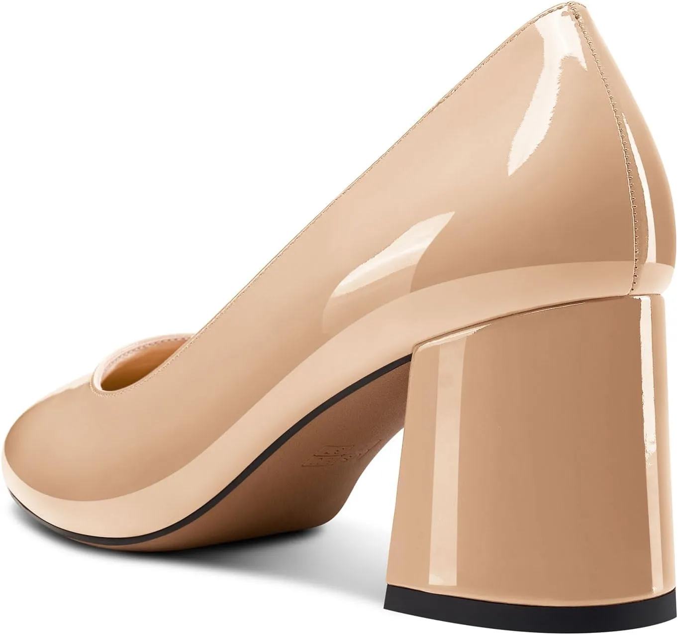 TNYNFBEB Womens Chunky Block Mid Heel Round Toe Pumps Slip-on Prom Wedding Dress Basic Classic Cute 2.6 Inches Heels