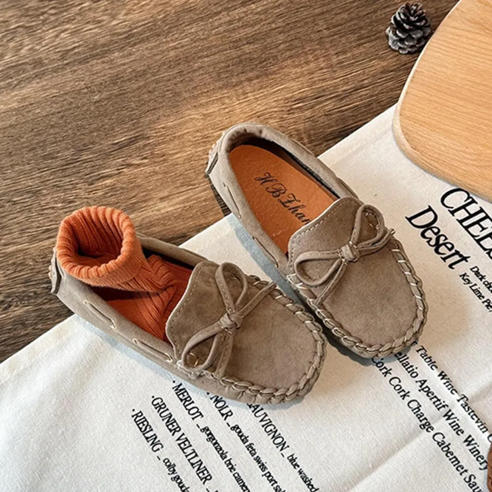 Toddler Boys Girls Loafer Shoes Soft Suede Leather Slip On Moccasin Flat Boat Dress Shoes School Daily Walking Shoes