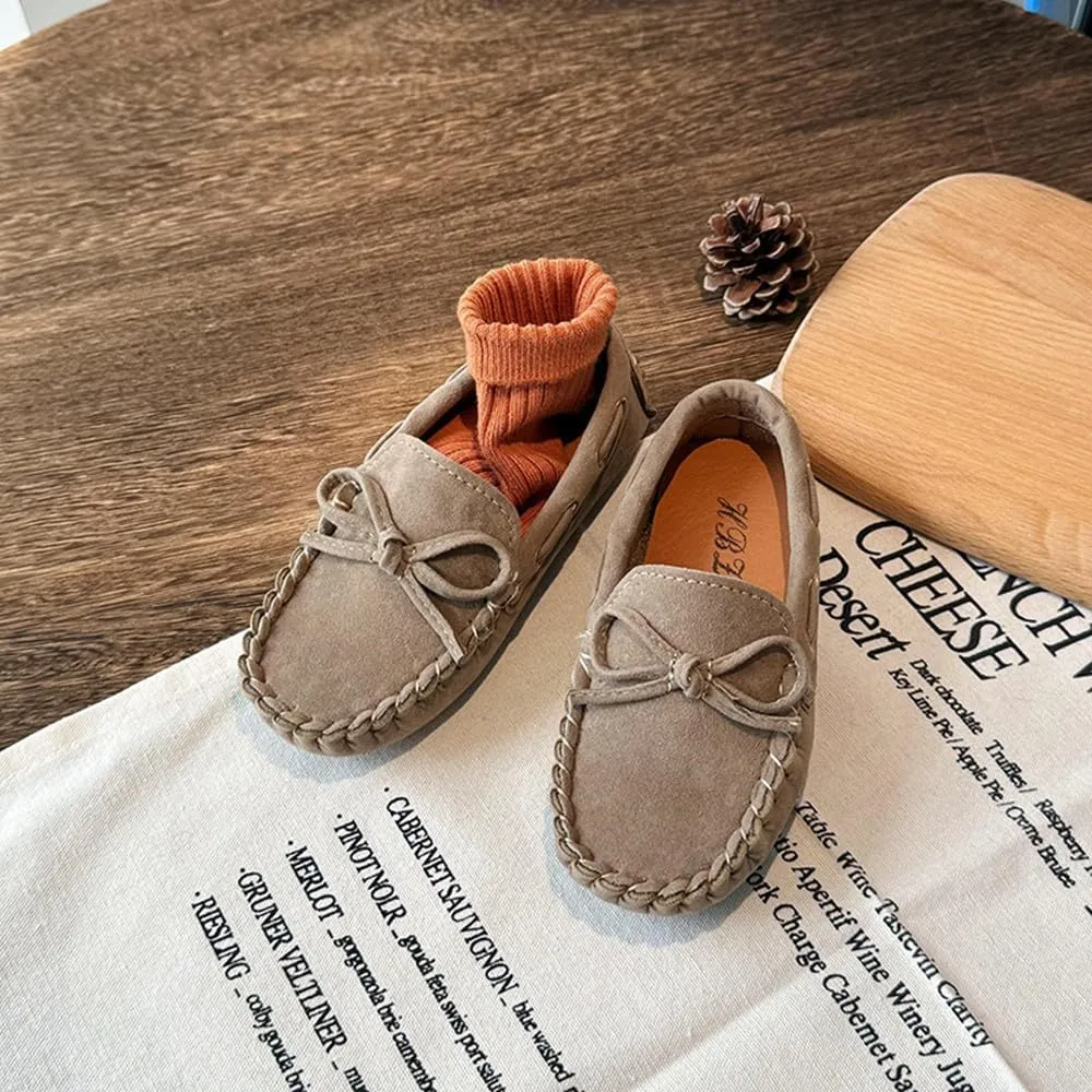 Toddler Boys Girls Loafer Shoes Soft Suede Leather Slip On Moccasin Flat Boat Dress Shoes School Daily Walking Shoes
