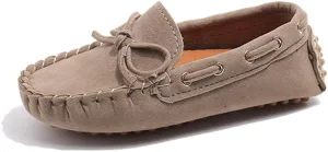 Toddler Boys Girls Loafer Shoes Soft Suede Leather Slip On Moccasin Flat Boat Dress Shoes School Daily Walking Shoes