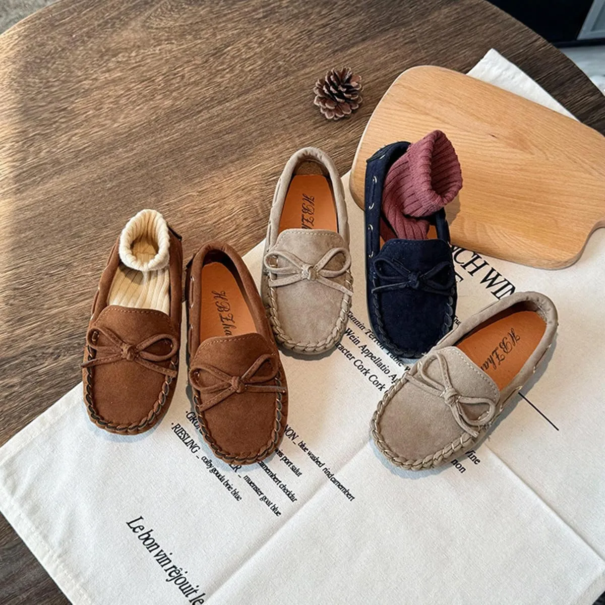 Toddler Boys Girls Loafer Shoes Soft Suede Leather Slip On Moccasin Flat Boat Dress Shoes School Daily Walking Shoes
