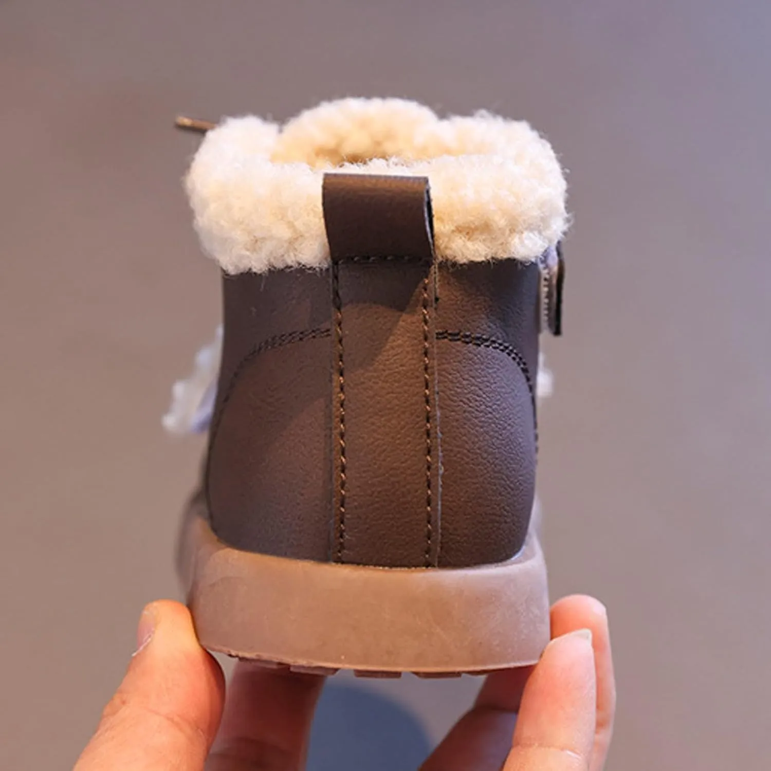 Toddler Kids Winter Snow Boots Slip On Cold Weather Sneakers Anti-Slip Fleece Ankle Boots Baby Girl Glittery Shoes