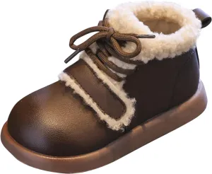 Toddler Kids Winter Snow Boots Slip On Cold Weather Sneakers Anti-Slip Fleece Ankle Boots Baby Girl Glittery Shoes