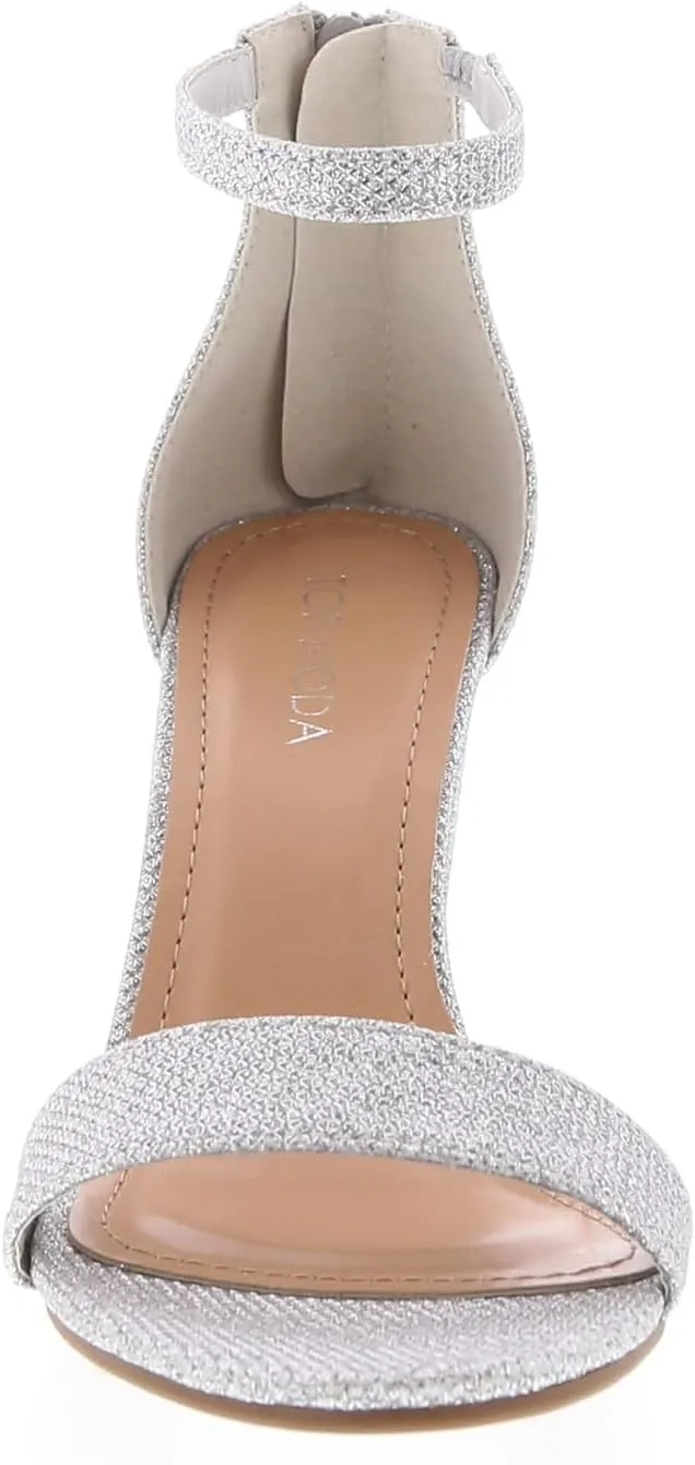 TOP MODA Hannah-1 Ankle Strap Dressy High Heel Sandal, Non-slip Sole, For Wedding, Party, Prom, Evening Wear, or Any Occasion, Sleek Style Block Heel Sandals