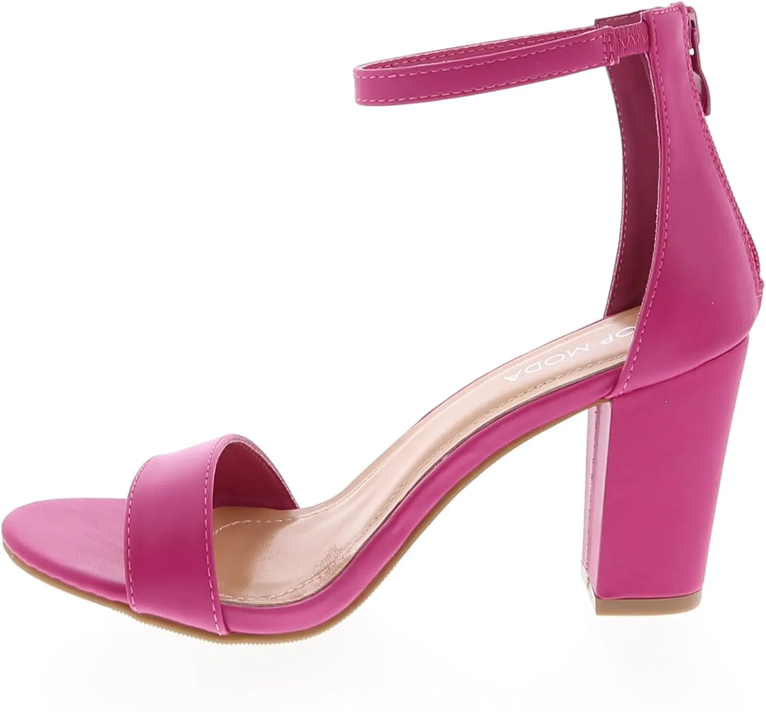 TOP MODA Hannah-1 Ankle Strap Dressy High Heel Sandal, Non-slip Sole, For Wedding, Party, Prom, Evening Wear, or Any Occasion, Sleek Style Block Heel Sandals