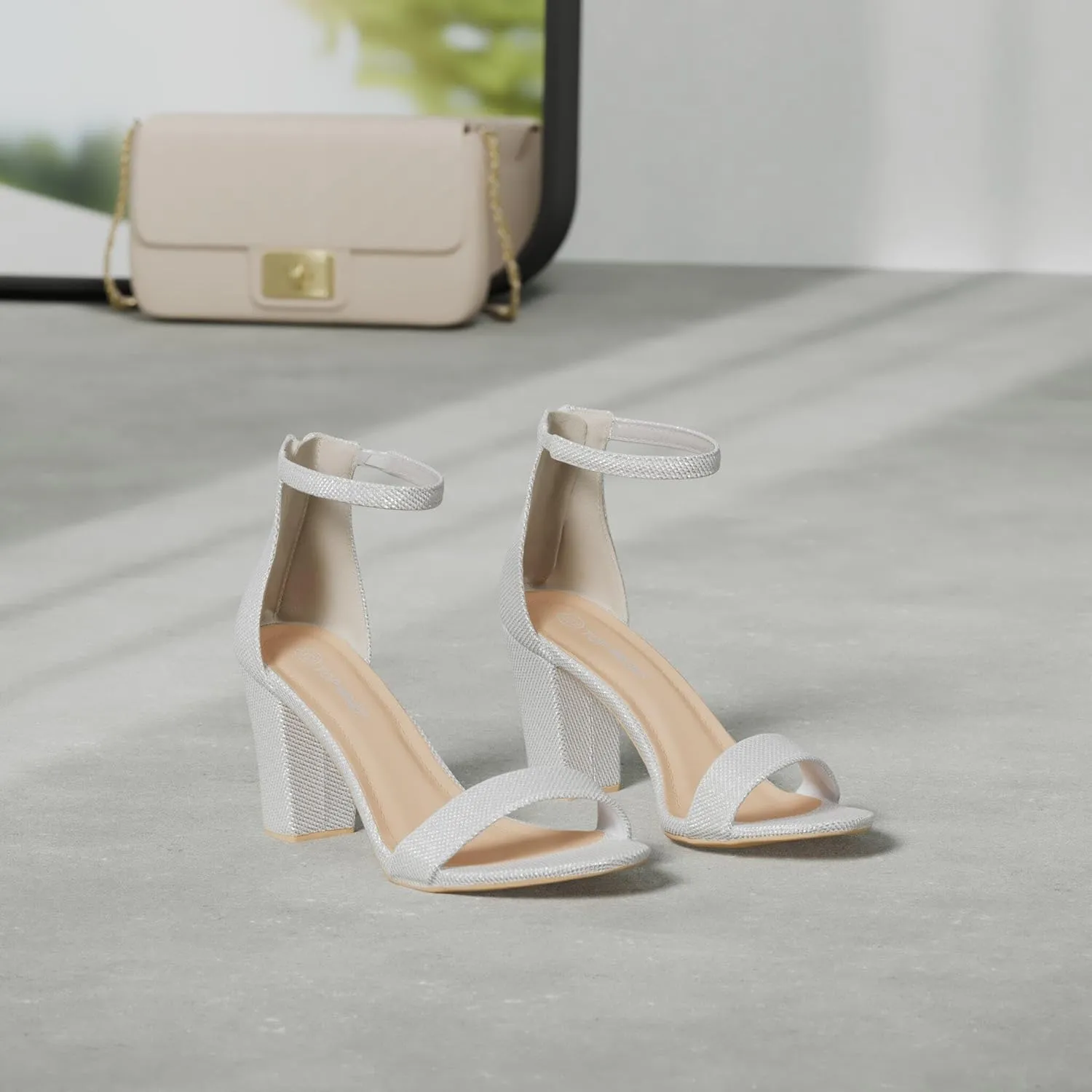 TOP MODA Hannah-1 Ankle Strap Dressy High Heel Sandal, Non-slip Sole, For Wedding, Party, Prom, Evening Wear, or Any Occasion, Sleek Style Block Heel Sandals