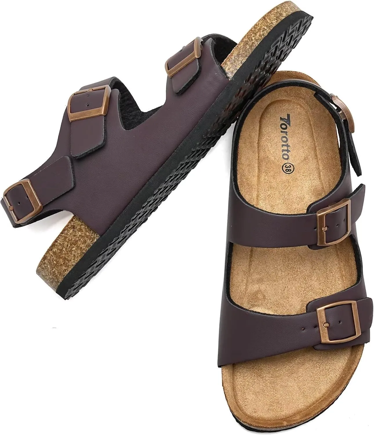 Torotto Womens Sandals with Cork Footbed Open Toe Adjustable Webbing Athletic Slides Sandals for Walking | Beach | Indoor Outdoor