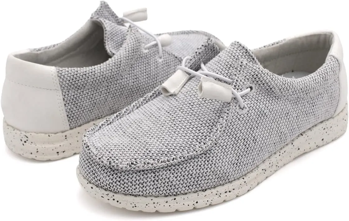 Town Forst Mens Knit upper fashion Slip On Loafers White Mesh-Design