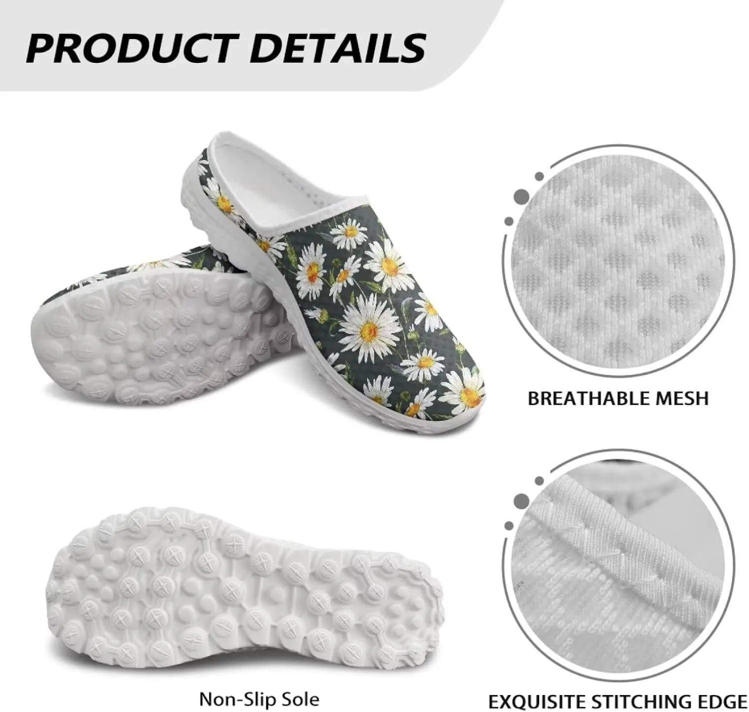 Tropical Flora Women's Arch Support Mule Garden Shoes Slip On Loafers Breathable Summer Barefoot Walking Flat